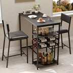 COZONY 2-Person Counter Height Dining Set with Storage, Upholstered Chairs for Small Space Kitchen and Breakfast Nook