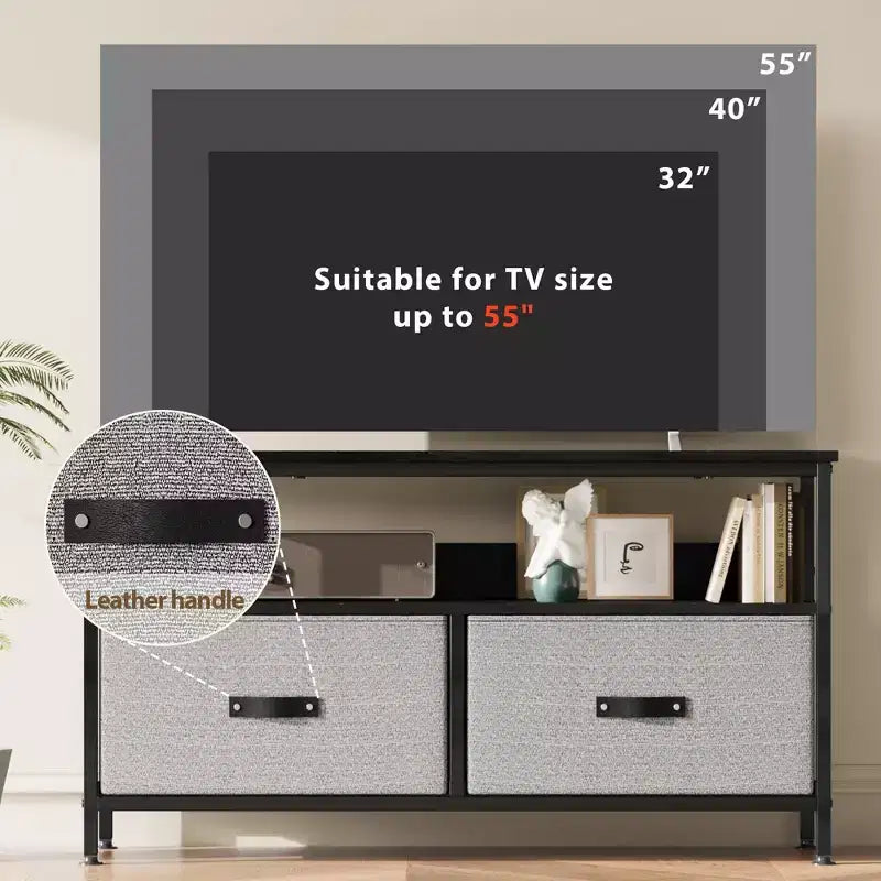 Mobile TV, mobile TV per TV da 50 pollici, mobile TV per camera da letto con cassetti e ripiani, console multimediale