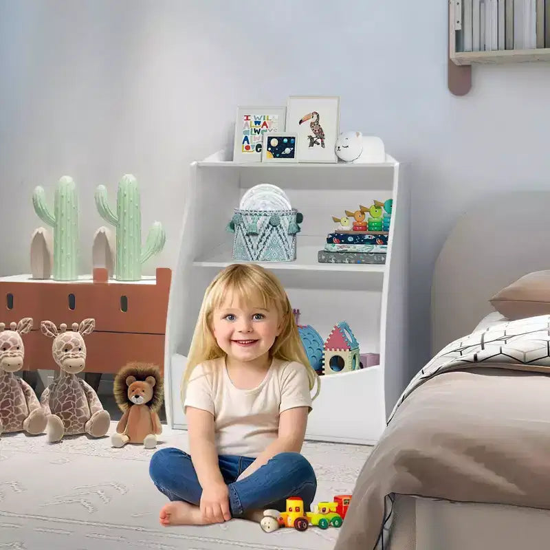 Libreria per bambini GustoWave, scaffale portaoggetti a 3 livelli in legno, armadietto portaoggetti in legno, armadietto portaoggetti da 24 litri, adatto per la camera dei bambini, la sala giochi, il corridoio