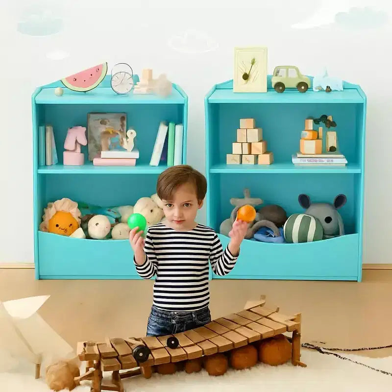 Libreria per bambini GustoWave, scaffale portaoggetti a 3 livelli in legno, armadietto portaoggetti in legno, armadietto portaoggetti da 24 litri, adatto per la camera dei bambini, la sala giochi, il corridoio