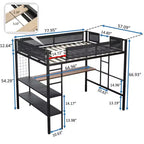 Bellemave Letto a soppalco in metallo di dimensioni complete con scrivania / Robusta struttura letto in metallo / Doghe in legno senza rumore / Ringhiera in Textilene confortevole Adatto per adolescenti