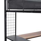 Bellemave Letto a soppalco in metallo di dimensioni complete con scrivania / Robusta struttura letto in metallo / Doghe in legno senza rumore / Ringhiera in Textilene confortevole Adatto per adolescenti