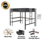 Bellemave Letto a soppalco in metallo di dimensioni complete con scrivania / Robusta struttura letto in metallo / Doghe in legno senza rumore / Ringhiera in Textilene confortevole Adatto per adolescenti