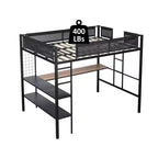 Bellemave Letto a soppalco in metallo di dimensioni complete con scrivania / Robusta struttura letto in metallo / Doghe in legno senza rumore / Ringhiera in Textilene confortevole Adatto per adolescenti