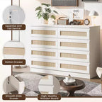 Modernissimo guardaroba in legno a 8 cassetti con inserti in rattan Adatto per cabine armadio, camerette per bambini, salotti e ingressi Comodino in legno di grandi dimensioni