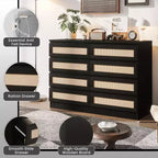 Modernissimo guardaroba in legno a 8 cassetti con inserti in rattan Adatto per cabine armadio, camerette per bambini, salotti e ingressi Comodino in legno di grandi dimensioni