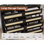 Modernissimo guardaroba in legno a 8 cassetti con inserti in rattan Adatto per cabine armadio, camerette per bambini, salotti e ingressi Comodino in legno di grandi dimensioni