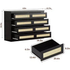 Modernissimo guardaroba in legno a 8 cassetti con inserti in rattan Adatto per cabine armadio, camerette per bambini, salotti e ingressi Comodino in legno di grandi dimensioni