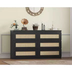 Modernissimo guardaroba in legno a 8 cassetti con inserti in rattan Adatto per cabine armadio, camerette per bambini, salotti e ingressi Comodino in legno di grandi dimensioni