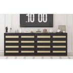 Modernissimo guardaroba in legno a 8 cassetti con inserti in rattan Adatto per cabine armadio, camerette per bambini, salotti e ingressi Comodino in legno di grandi dimensioni