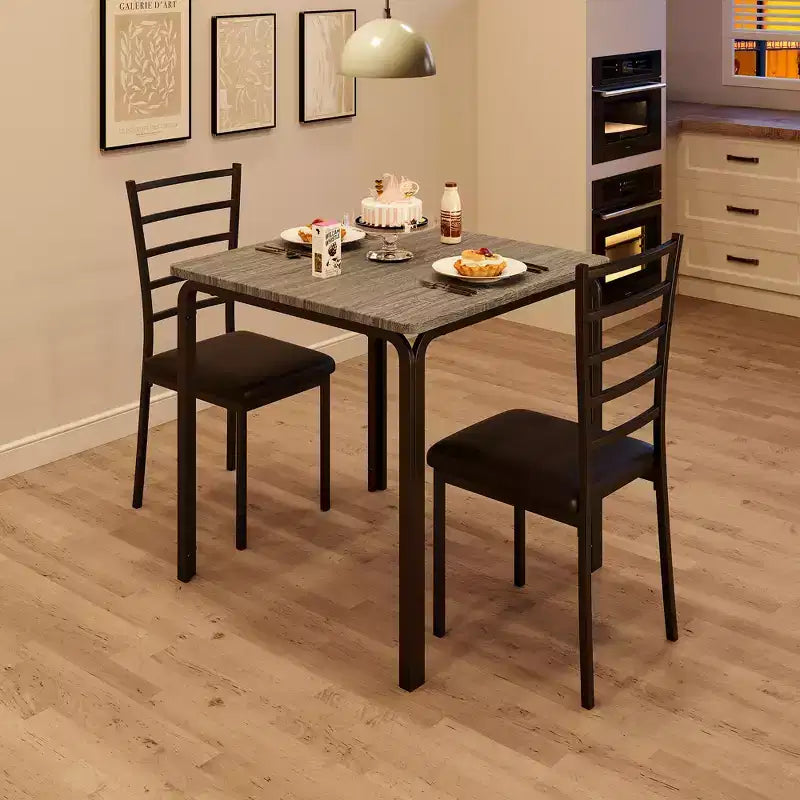 COZONY Set Tavolo da Pranzo da 3 Pezzi per 2 con Sedie Imbottite, Tavolo da Cucina Quadrato e Set di Sedie per Piccoli Spazi e Angolo Colazione
