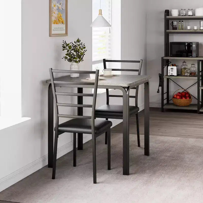 COZONY Set Tavolo da Pranzo da 3 Pezzi per 2 con Sedie Imbottite, Tavolo da Cucina Quadrato e Set di Sedie per Piccoli Spazi e Angolo Colazione