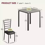 COZONY Set Tavolo da Pranzo da 3 Pezzi per 2 con Sedie Imbottite, Tavolo da Cucina Quadrato e Set di Sedie per Piccoli Spazi e Angolo Colazione