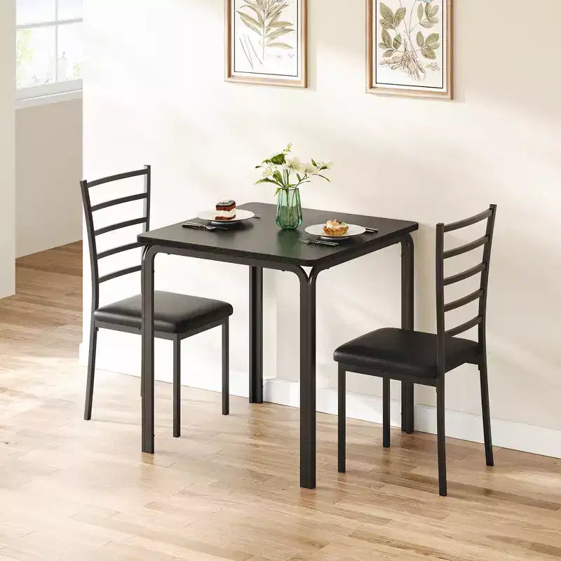 COZONY Set Tavolo da Pranzo da 3 Pezzi per 2 con Sedie Imbottite, Tavolo da Cucina Quadrato e Set di Sedie per Piccoli Spazi e Angolo Colazione
