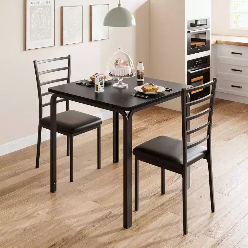COZONY Set Tavolo da Pranzo da 3 Pezzi per 2 con Sedie Imbottite, Tavolo da Cucina Quadrato e Set di Sedie per Piccoli Spazi e Angolo Colazione