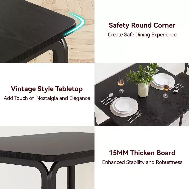 COZONY Set Tavolo da Pranzo da 3 Pezzi per 2 con Sedie Imbottite, Tavolo da Cucina Quadrato e Set di Sedie per Piccoli Spazi e Angolo Colazione
