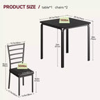 COZONY Set Tavolo da Pranzo da 3 Pezzi per 2 con Sedie Imbottite, Tavolo da Cucina Quadrato e Set di Sedie per Piccoli Spazi e Angolo Colazione
