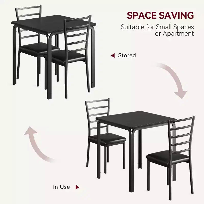 COZONY Set Tavolo da Pranzo da 3 Pezzi per 2 con Sedie Imbottite, Tavolo da Cucina Quadrato e Set di Sedie per Piccoli Spazi e Angolo Colazione