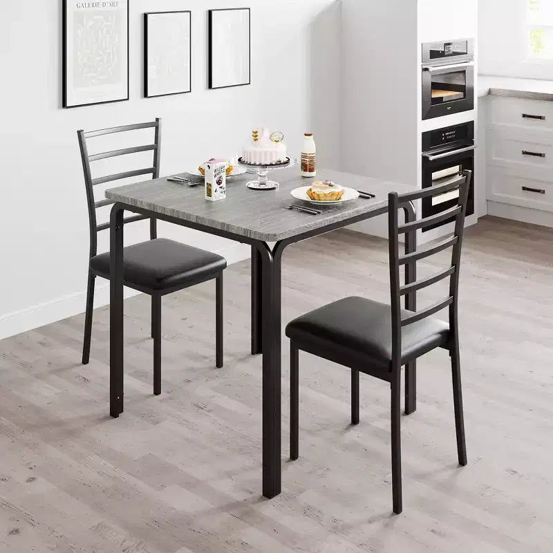 COZONY Set Tavolo da Pranzo da 3 Pezzi per 2 con Sedie Imbottite, Tavolo da Cucina Quadrato e Set di Sedie per Piccoli Spazi e Angolo Colazione