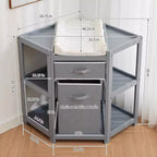 Fasciatoio Baby Corner C Grigio, con Cassetto Contenitore, Fasciatoio e Cesto Portabiancheria per l'Organizzazione della Cameretta