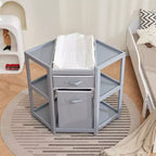 Fasciatoio Baby Corner C Grigio, con Cassetto Contenitore, Fasciatoio e Cesto Portabiancheria per l'Organizzazione della Cameretta
