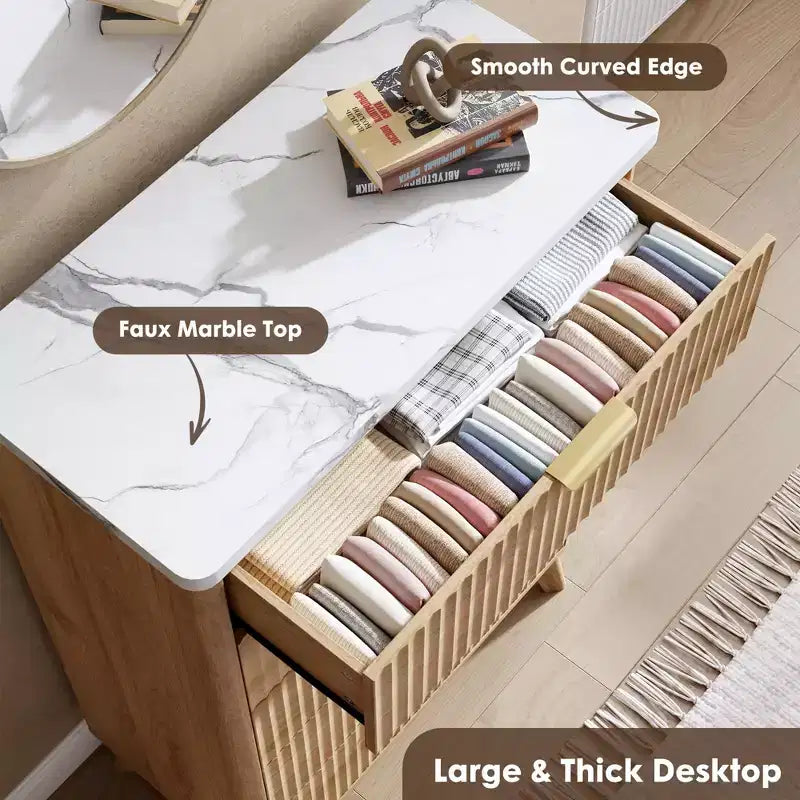 Comò a 5 cassetti per camera da letto, cassettiera alta 120 cm con maniglie dorate, comodino in legno, organizer per vestiti per ingresso e camera da letto