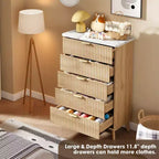 Comò a 5 cassetti per camera da letto, cassettiera alta 120 cm con maniglie dorate, comodino in legno, organizer per vestiti per ingresso e camera da letto
