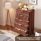 Comò a 5 cassetti per camera da letto, cassettiera alta 120 cm con maniglie dorate, comodino in legno, organizer per vestiti per ingresso e camera da letto