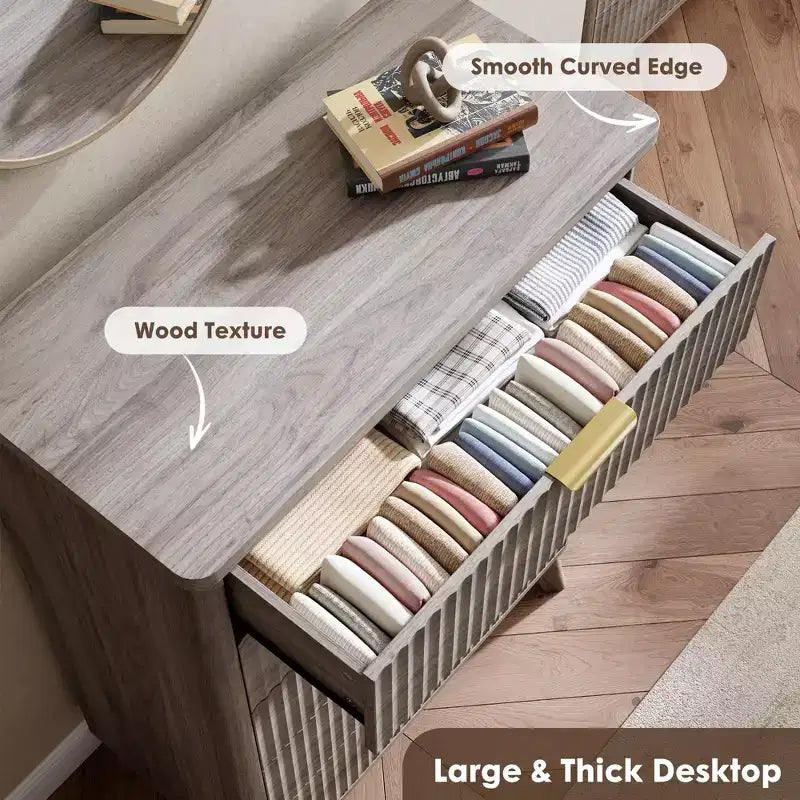 Comò a 5 cassetti per camera da letto, cassettiera alta 120 cm con maniglie dorate, comodino in legno, organizer per vestiti per ingresso e camera da letto