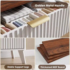 Comò a 5 cassetti per camera da letto, cassettiera alta 120 cm con maniglie dorate, comodino in legno, organizer per vestiti per ingresso e camera da letto