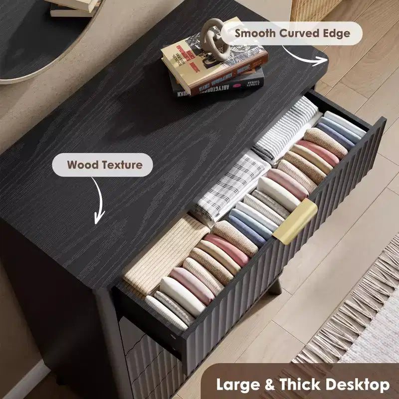 Comò a 5 cassetti per camera da letto, cassettiera alta 120 cm con maniglie dorate, comodino in legno, organizer per vestiti per ingresso e camera da letto