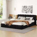 Struttura Letto Imbottita Queen Size, Letto a Piattaforma Imbottito in Pile Berber con Testiera Capitonnè
