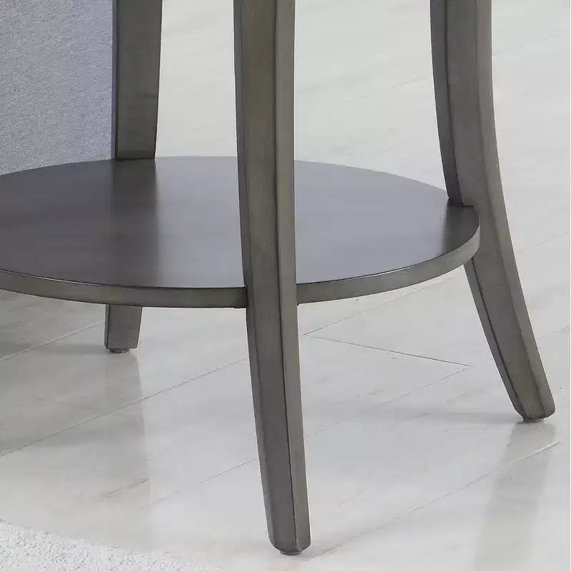 Tavolino rotondo Okak Elegent con gambe ad arco, tavolino con ripiano portaoggetti e piano spesso, tavolino piccolo per soggiorno, camera da letto