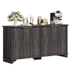 Credenza buffet a 4 ante con scanalature e scomparti | Mobile TV e angolo caffè con ripiani regolabili e piedini portanti per cucina e soggiorno