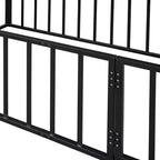 Struttura Letto a Terra per Bambini, Letto Montessori in Metallo con Sbarre e Porta, Struttura Letto a Terra con Sponde a Forma di Recinzione