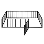 Struttura Letto a Terra per Bambini, Letto Montessori in Metallo con Sbarre e Porta, Struttura Letto a Terra con Sponde a Forma di Recinzione