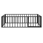 Struttura Letto a Terra per Bambini, Letto Montessori in Metallo con Sbarre e Porta, Struttura Letto a Terra con Sponde a Forma di Recinzione