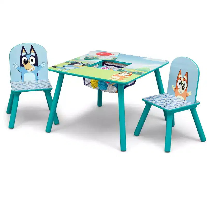 Tavolo per bambini Bluey di Delta Children e 2 sedie con contenitore