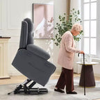 Comoda poltrona reclinabile in velluto a coste, reclinabile a sollevamento oversize in pelle PU, design regolabile, tasche laterali, due portabicchieri, per soggiorno, camera da letto