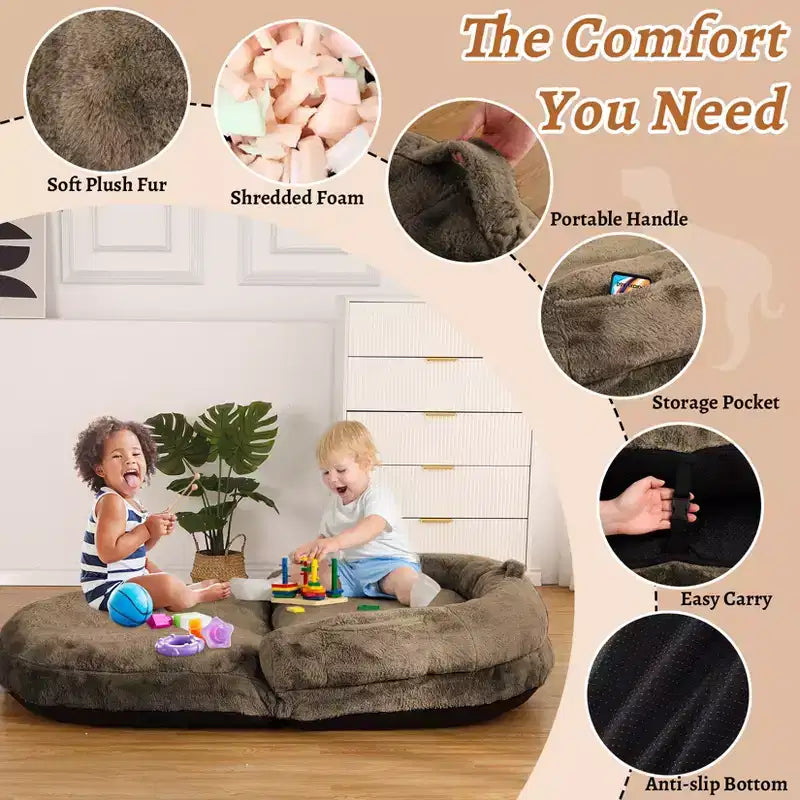 Comoda Cuccia per Cani a Misura d'Uomo, Divano Letto Comodo in Ecopelliccia, Cuccia Grande, Rivestimento Sfoderabile, per Leggere e Sonnecchiare
