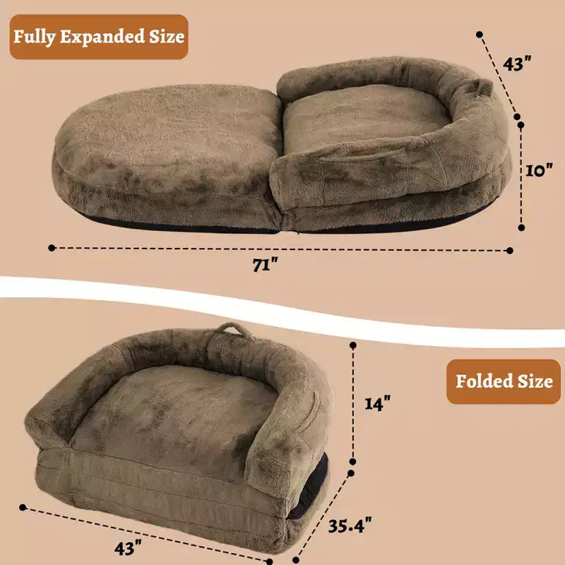 Comoda Cuccia per Cani a Misura d'Uomo, Divano Letto Comodo in Ecopelliccia, Cuccia Grande, Rivestimento Sfoderabile, per Leggere e Sonnecchiare
