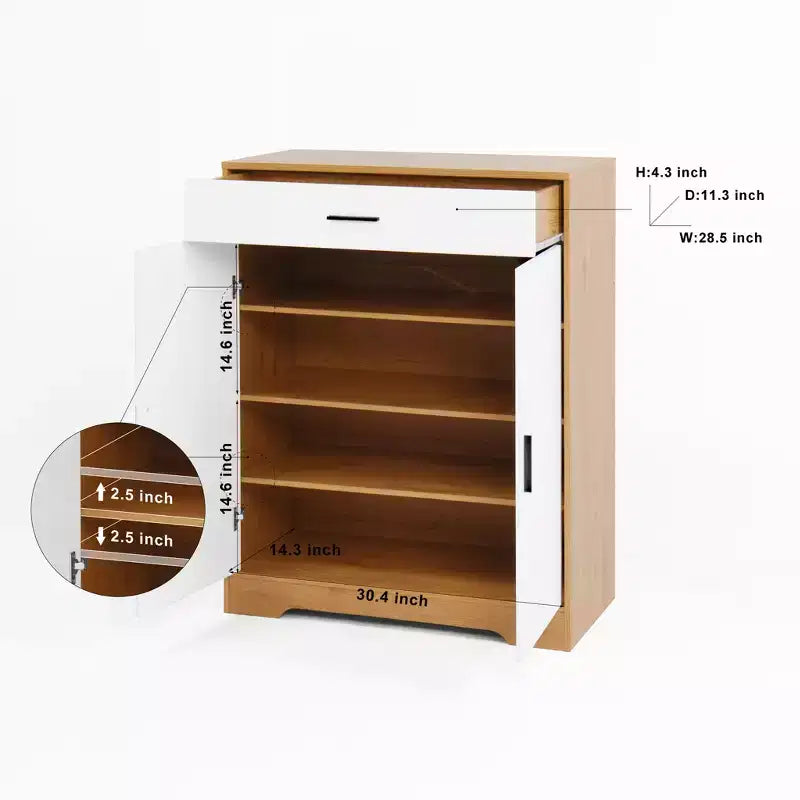 CLIHOME Scarpiera a 4 Ripiani, Organizer per Scarpe Autoportante in Legno con Ripiani Regolabili