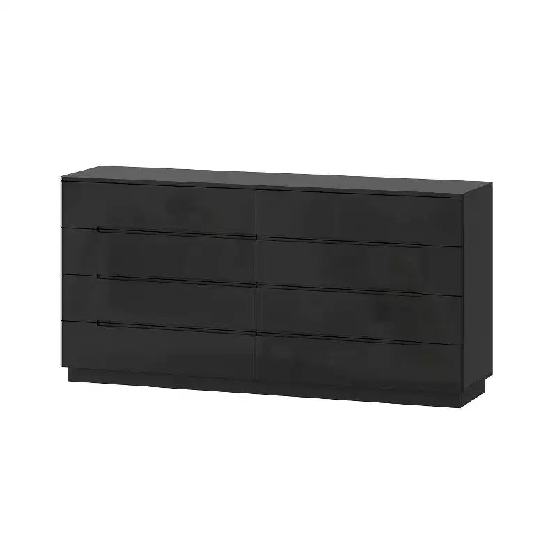 Cassettiera Moderna a 8 Cassetti Famapy con Illuminazione Base a LED, Finitura Lucida e Versatilità Multi-Stanza, Cassettiera, Elegante Organizzatore per la Casa
