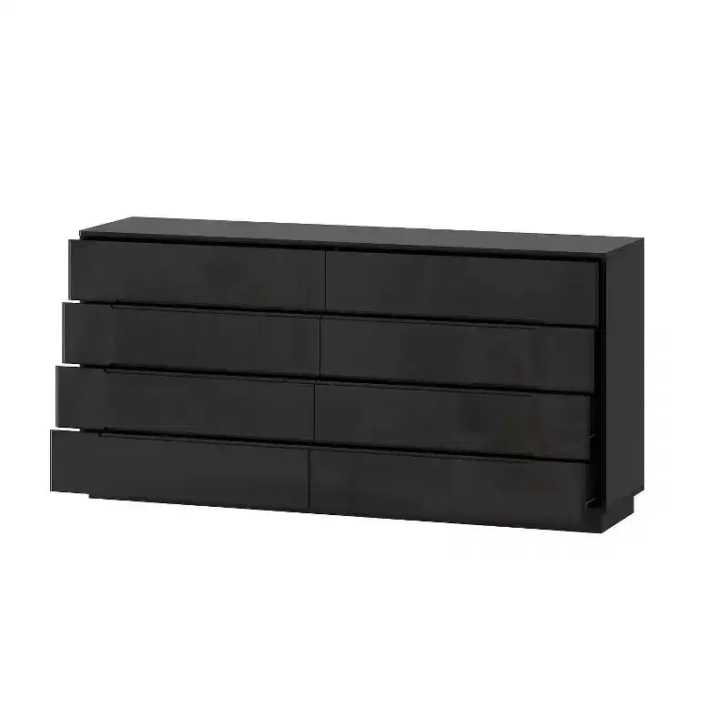 Cassettiera Moderna a 8 Cassetti Famapy con Illuminazione Base a LED, Finitura Lucida e Versatilità Multi-Stanza, Cassettiera, Elegante Organizzatore per la Casa