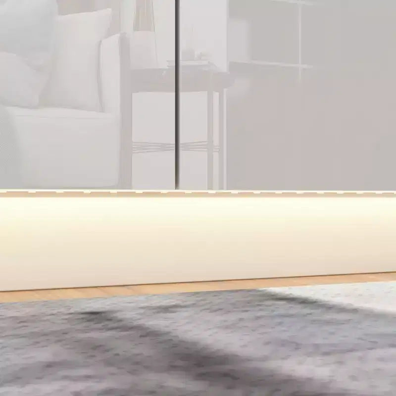 Cassettiera Moderna a 8 Cassetti Famapy con Illuminazione Base a LED, Finitura Lucida e Versatilità Multi-Stanza, Cassettiera, Elegante Organizzatore per la Casa