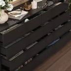Cassettiera Moderna a 8 Cassetti Famapy con Illuminazione Base a LED, Finitura Lucida e Versatilità Multi-Stanza, Cassettiera, Elegante Organizzatore per la Casa