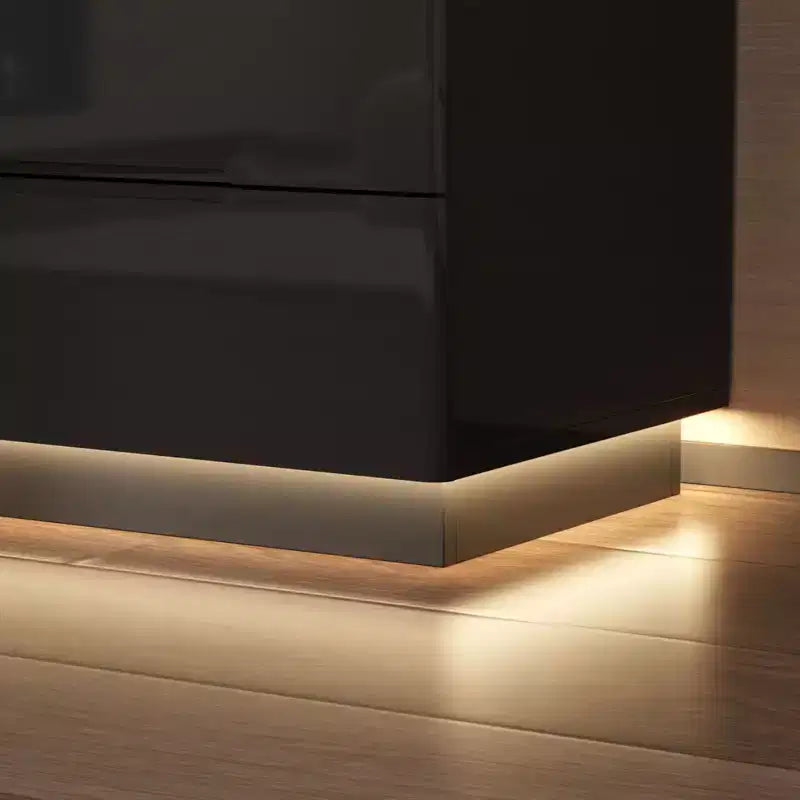 Cassettiera Moderna a 8 Cassetti Famapy con Illuminazione Base a LED, Finitura Lucida e Versatilità Multi-Stanza, Cassettiera, Elegante Organizzatore per la Casa