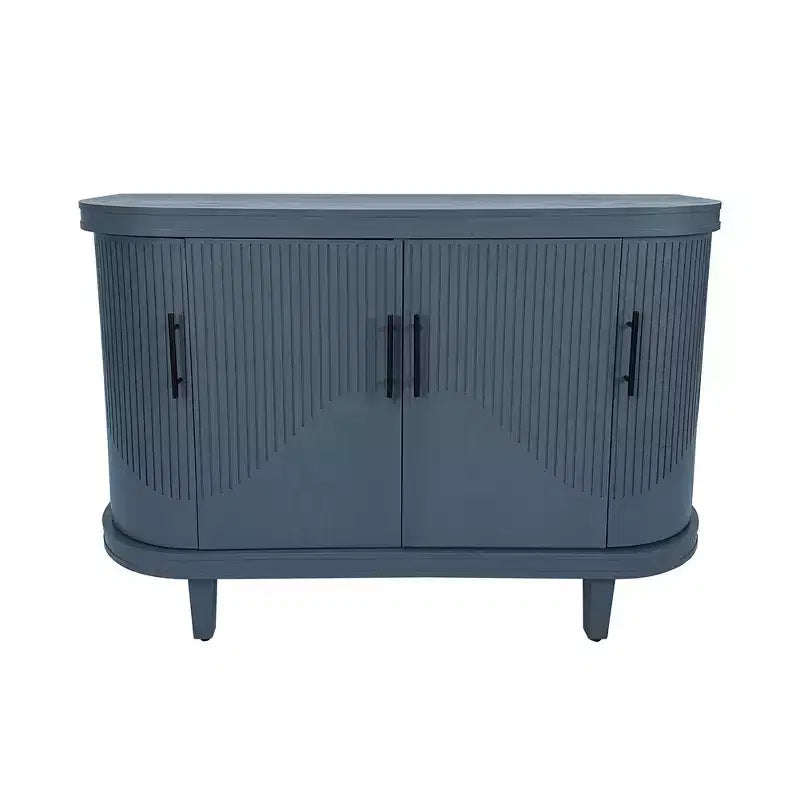 Credenza curva moderna in legno, mobile a consolle a 4 ante con ripiani regolabili, contenitore decorativo per mobile bar o ingresso