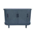 Credenza curva moderna in legno, mobile a consolle a 4 ante con ripiani regolabili, contenitore decorativo per mobile bar o ingresso