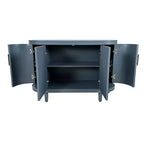 Credenza curva moderna in legno, mobile a consolle a 4 ante con ripiani regolabili, contenitore decorativo per mobile bar o ingresso